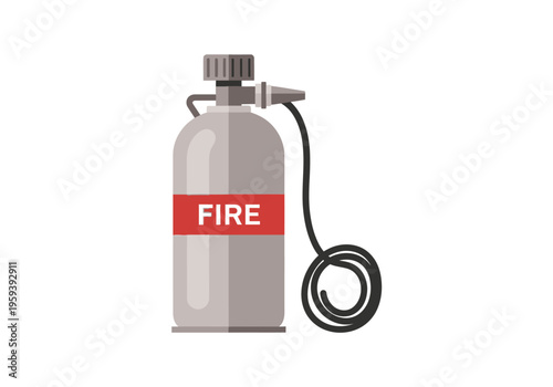 Fire Extinguisher Icon, Red Label Fire Fighting Equipment, Safety Device for Emergency Use