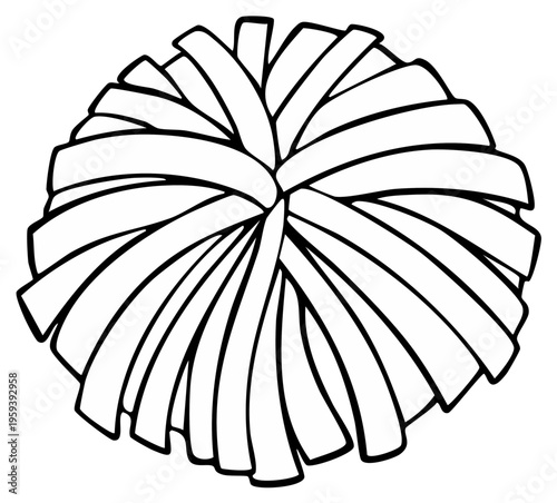 Black and white cheerleading pom pom illustration perfect for school spirit and team graphics.