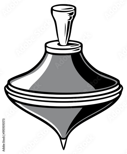 Classic Metal Spinning Top Toy Isolated on White Background