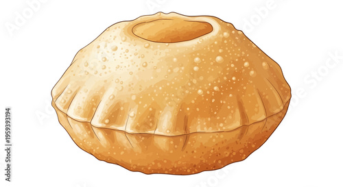 Crispy fried puri bread on white background, Indian cuisine