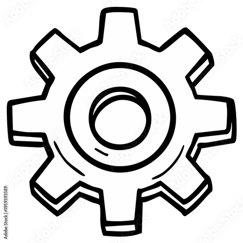 Simple Gear Outline Illustration Mechanical Part Machine Element Design