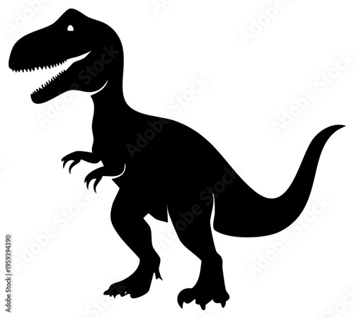 Powerful black Tyrannosaurus Rex dinosaur silhouette prehistoric predator icon