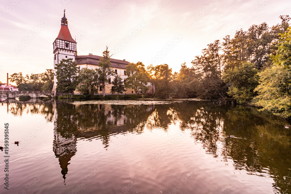 Fototapeta premium Sunset view of Castle Blatna, Czech Republic