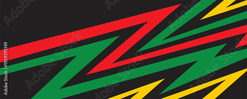 PrintSimple background with gradient zigzag line pattern and with Jamaican color theme