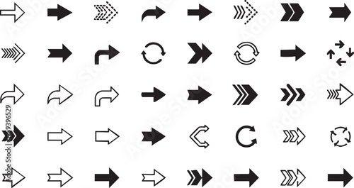 Black arrows on white background pointers direction