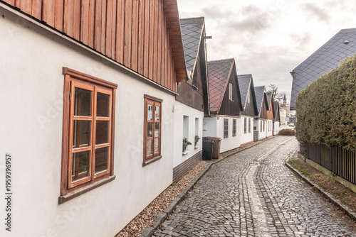 Traditional houses in Chaloupky street in Rychnov nad Kneznou, Czechia