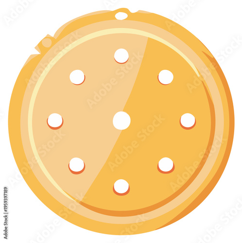 Simple vector illustration of a single round cracker or biscuit for snacks