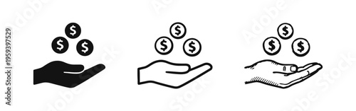 Hand Receiving Money Icon Set