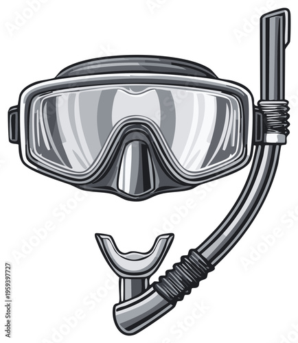 Vintage Illustration of Scuba Mask and Snorkel