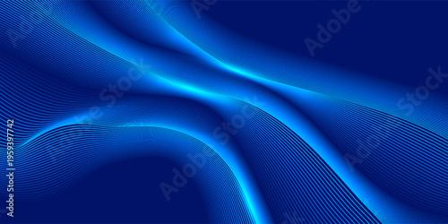 Abstract Modern Technology Background with Glowing Blue Curved Lines