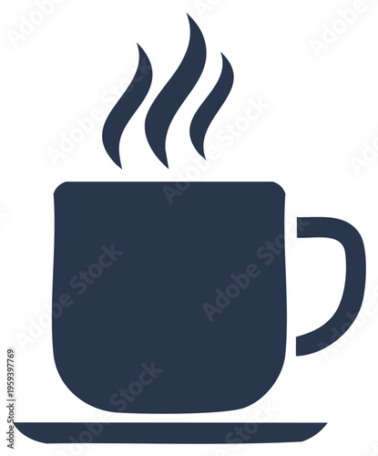 Steaming coffee cup silhouette on a saucer