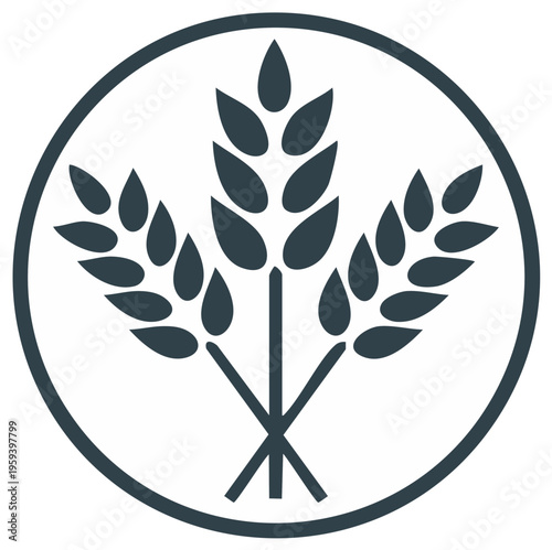 Ears of wheat graphic in a circle wheat plant symbol sign grain harvest food staple agriculture