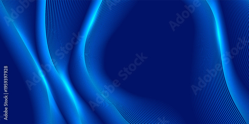 Abstract Modern Technology Background with Glowing Blue Curved Lines