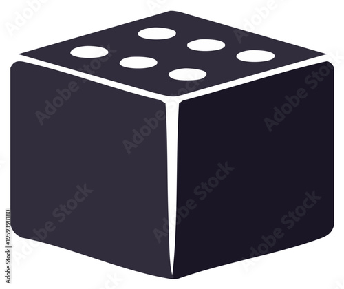 Vector dice graphic design displaying five dots for gaming, gambling, and math concepts