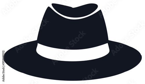 Silhouette of Classic Fedora Hat Accessory Isolated, Traditional Brim and Elegant Style