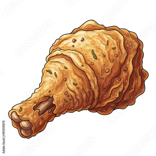 Crispy Fried Chicken Leg Isolated on White Background
