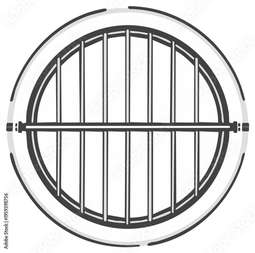 Circular Metal Grate Illustration Safety Grid Bars Manhole Cover Graphic Detail