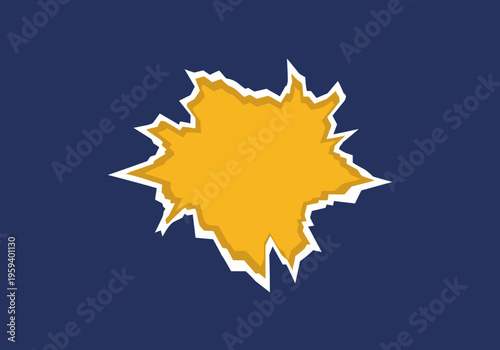 Yellow Comic Book Explosion Starburst on Blue Background, Pop Art Speech Bubble Graphic for Promotional Text and Action-Oriented Marketing Designs.