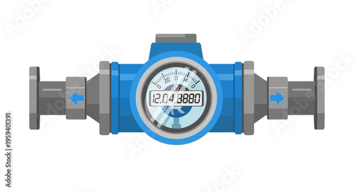 Water Meter Device with Digital Display.