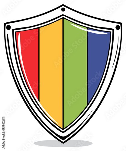 Colorful Shield Emblem Symbol Protection Guard Security Badge Icon Concept