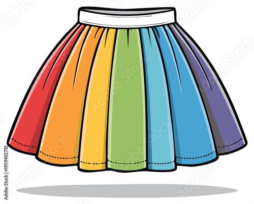Vector illustration of a vibrant rainbow pleated skirt for LGBTQ pride and celebration