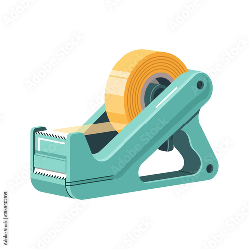 Teal Tape Dispenser with Yellow Tape.