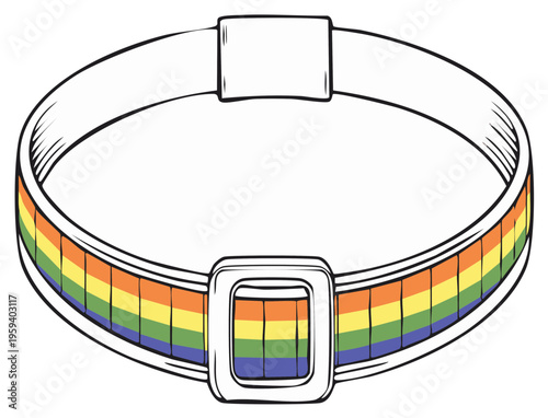 Vector illustration of a wristband with rainbow colors for Pride month and inclusivity