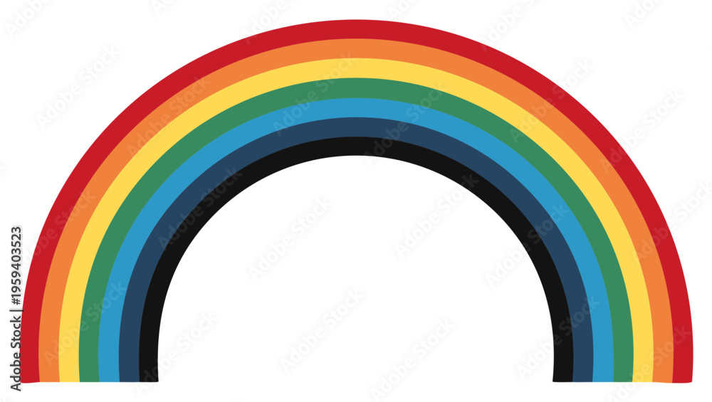 Fototapeta premium Colorful Seven Striped Rainbow Illustration Isolated on White, Ideal for Design Elements, Decoration