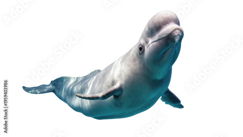 Canvas-taulu Majestic beluga whale, a graceful arctic marine mammal, swimming underwater