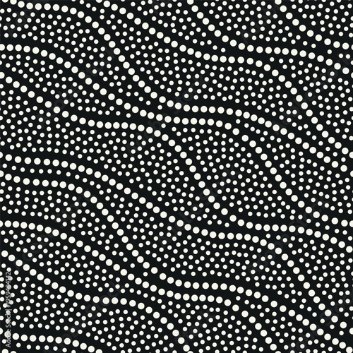 Vector seamless pattern. Modern spotted texture. Repeating abstract dotted background. Graphic diagonal wavy stripes. Can be used as a swatch in Adobe Illustrator.	