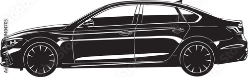 Black silhouette of a four door sedan car four doors