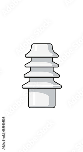 White Electrical Insulator on White Background.