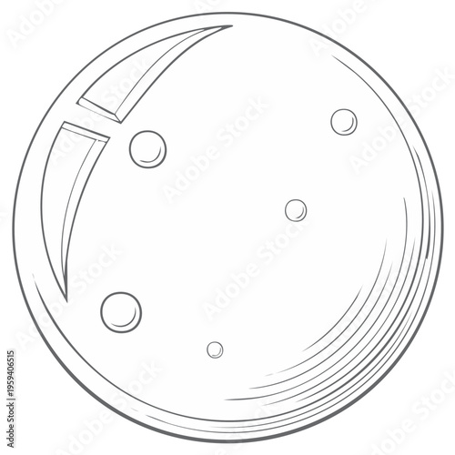 Outline of a full moon with craters and illuminated surface features
