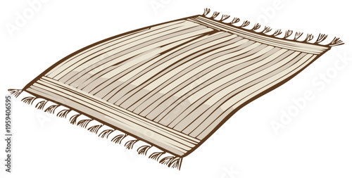 Striped Kilim Rug With Tassels Woven Texture