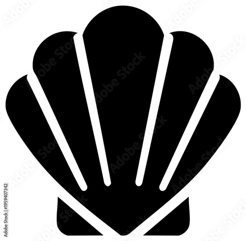 Elegant Seashell Silhouette: Black and White Graphic Shell Pattern Coastal Design