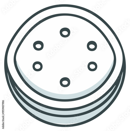 Stack of round flatbreads with air holes and grey shading