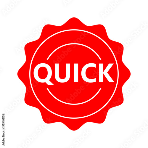 Quick Sale Badge Label | Red Starburst Fast Delivery Sticker, Express Service Icon