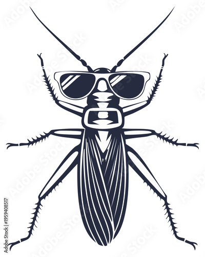 Cool cockroach pest wearing sunglasses, a funny insect character mascot vector art illustration
