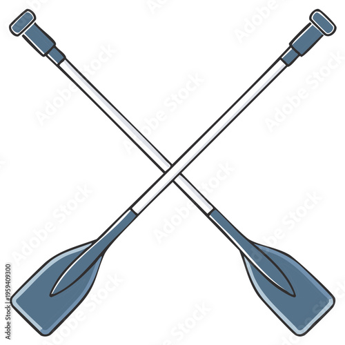 Crossed rowing oars vector illustration of a water sport and boating symbol