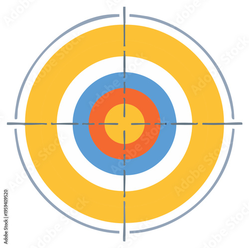 Target with Multiple Rings and Crosshairs Illustration for Goals or Objectives