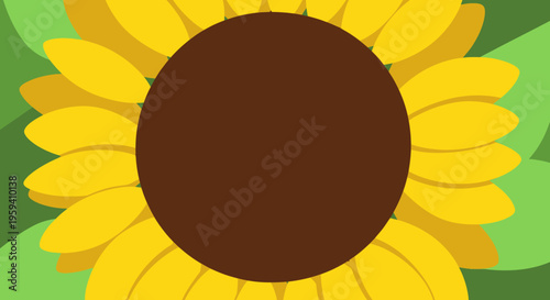 A vibrant and cheerful illustration of a sunflower in full bloom, with a green backdrop
