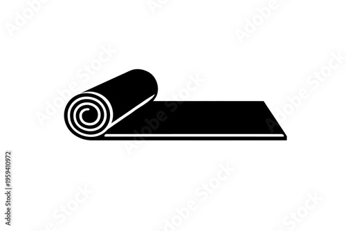 Dynamic Rolled Mat Icon: A Universal Symbol of Flexibility, Comfort, and Portability, Ideal for Yoga, Pilates, Camping, and Home Interior Design. This Essential Graphic Represents Versatility in Fitne
