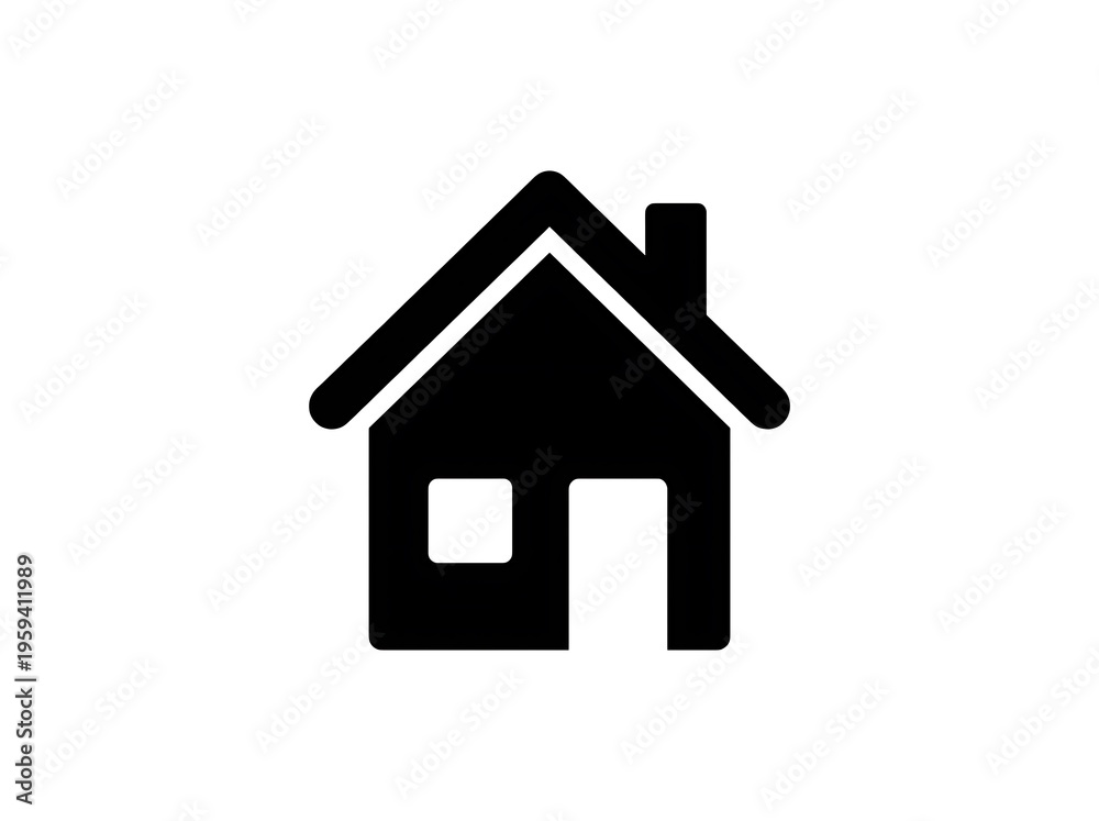 Fototapeta premium Simple black and white house icon representing home and real estate, perfect for web design