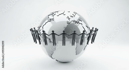 Silver chrome sphere with intricate surface textures and geometric patterns in minimalistic design. 3D metallic rendering.