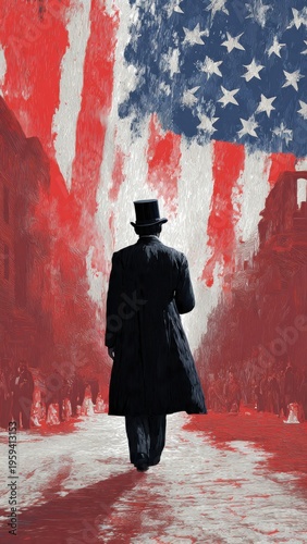 National freedom day celebration with patriotic american flag scene for event poster