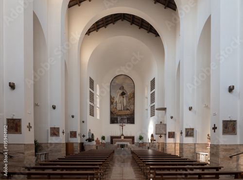 Canvas Print Chiesa di San Benedetto Abate,  church of the '30s in a rationalist architectura