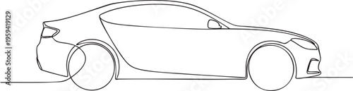 Continuous one line of a car vehicle continuous line one line black line white background