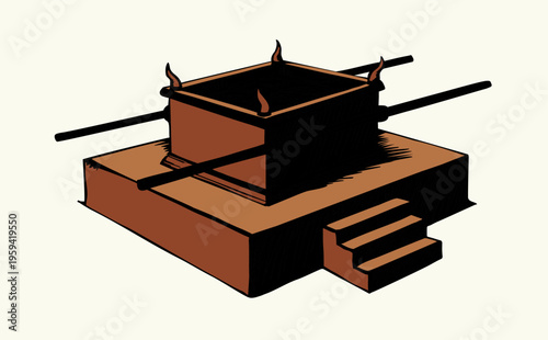 Vector drawing. Big golden altar