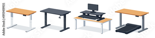 Collection of ergonomic desks for modern home and office workspaces