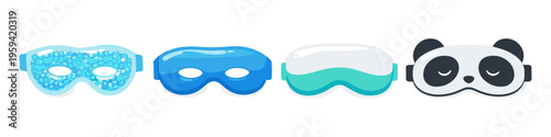 Collection of four different eye masks for sleep and relaxation